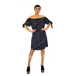 Φόρεμα κοντό βαμβακερό με μανίκια,strapless